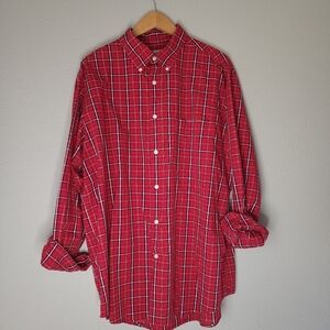 Sun River Longsleeve‎ Button Down Plaid Cotton Red Men XL